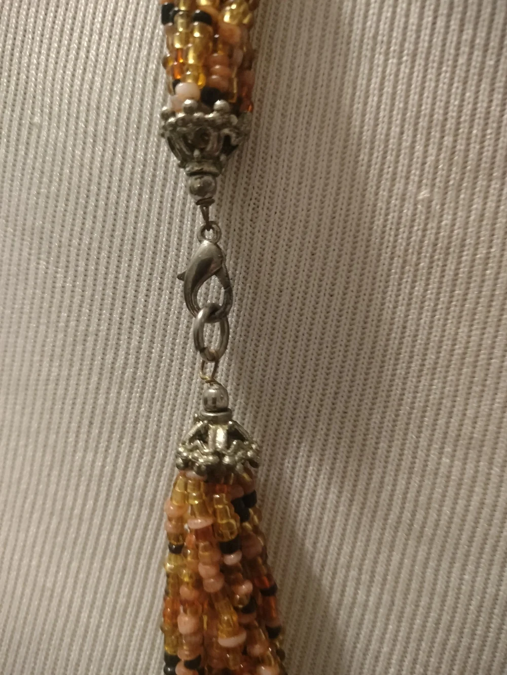 Seed Beaded (2) Necklaces - Silver vs Amber - Wedding vs Boho - VTG